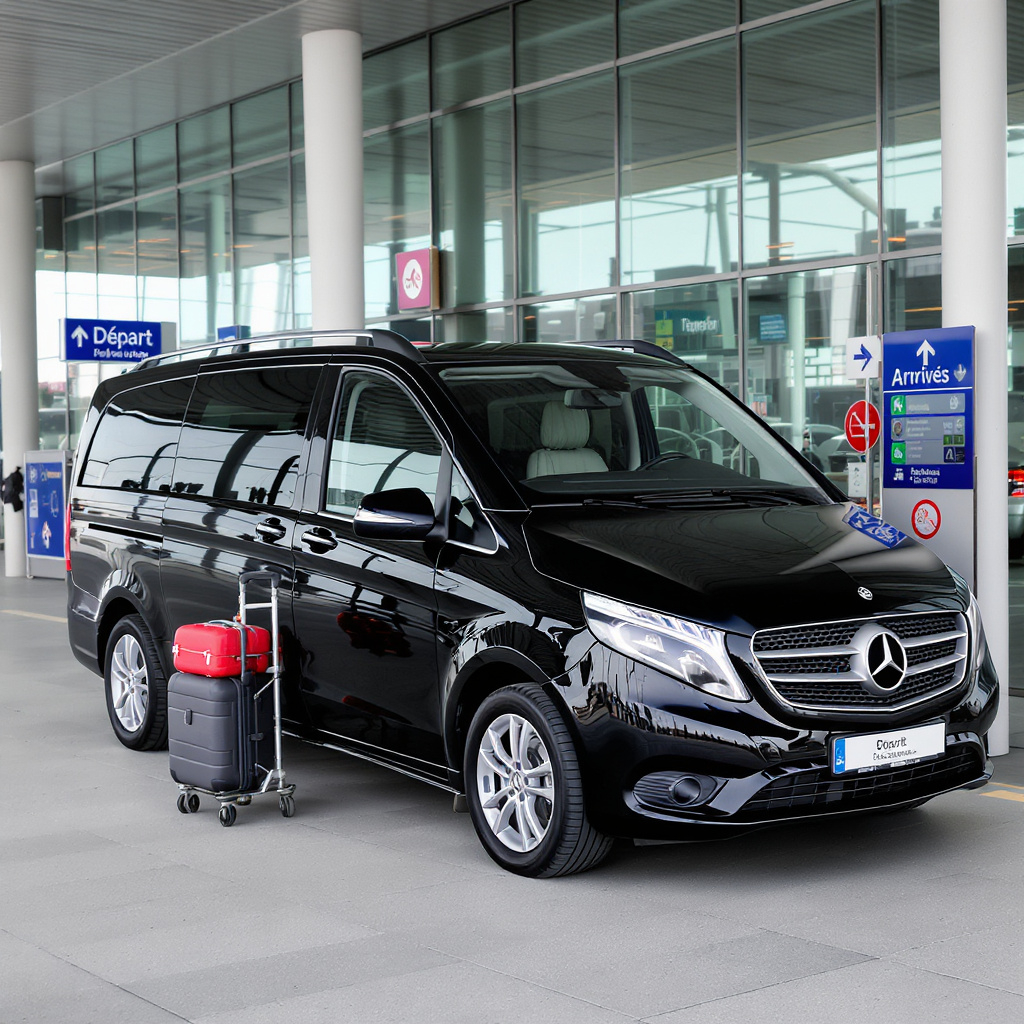 Intérieur de limousine pour transferts aéroports à Paris